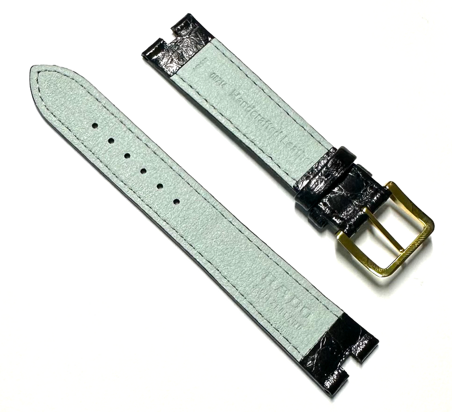 RADO Florence 18mm Black Leather Band Strap with Gold Buckle - WATCHBAND EXPERT