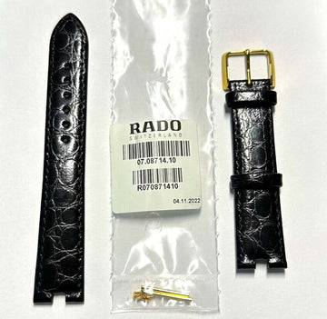 RADO Florence 18mm Black Leather Band Strap with Gold Buckle - WATCHBAND EXPERT