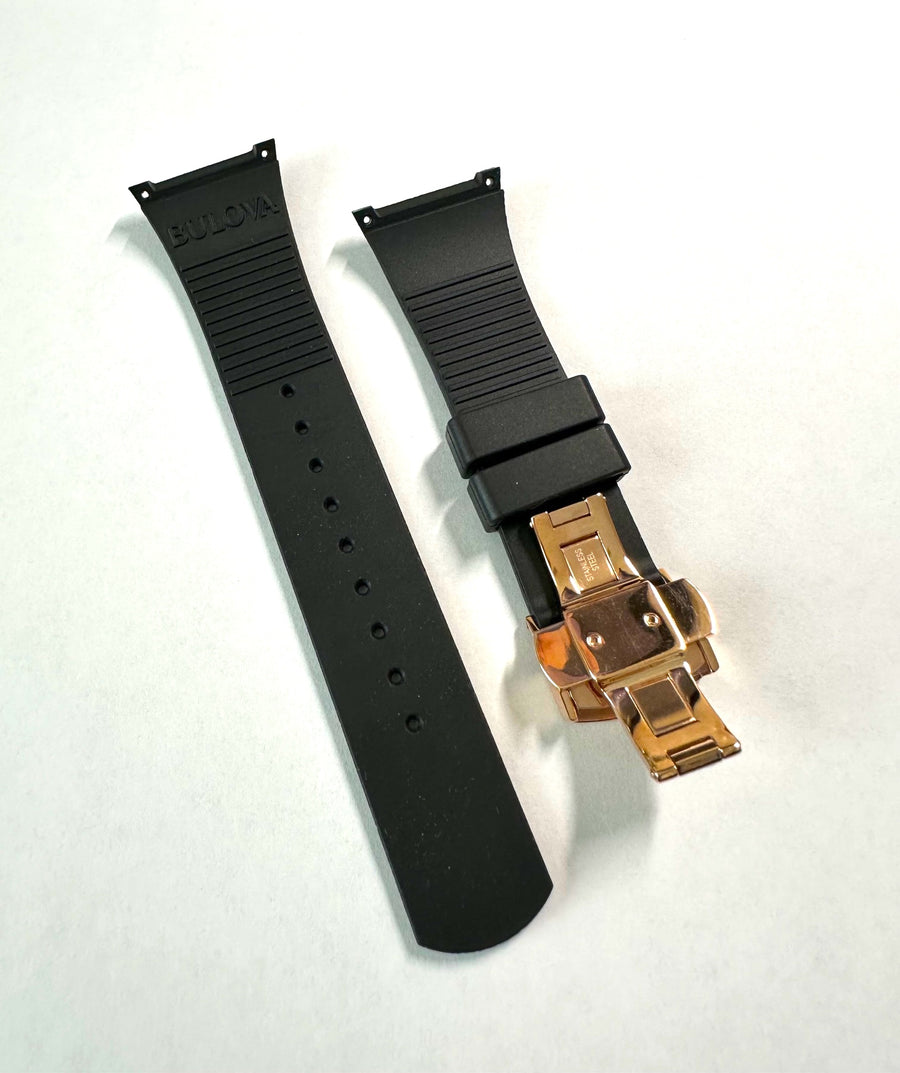 Bulova CURV 98A185, 98A162, 98A161 Black Rubber Band Strap - WATCHBAND EXPERT