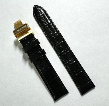 Hamilton Ventura For Case-Back # H243110 Black Leather Band Strap - WATCHBAND EXPERT