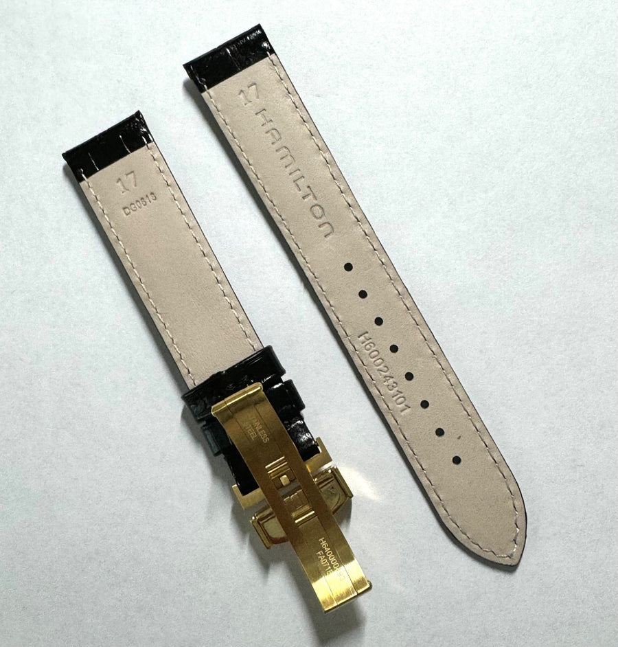 Hamilton Ventura For Case-Back # H243110 Black Leather Band Strap - WATCHBAND EXPERT