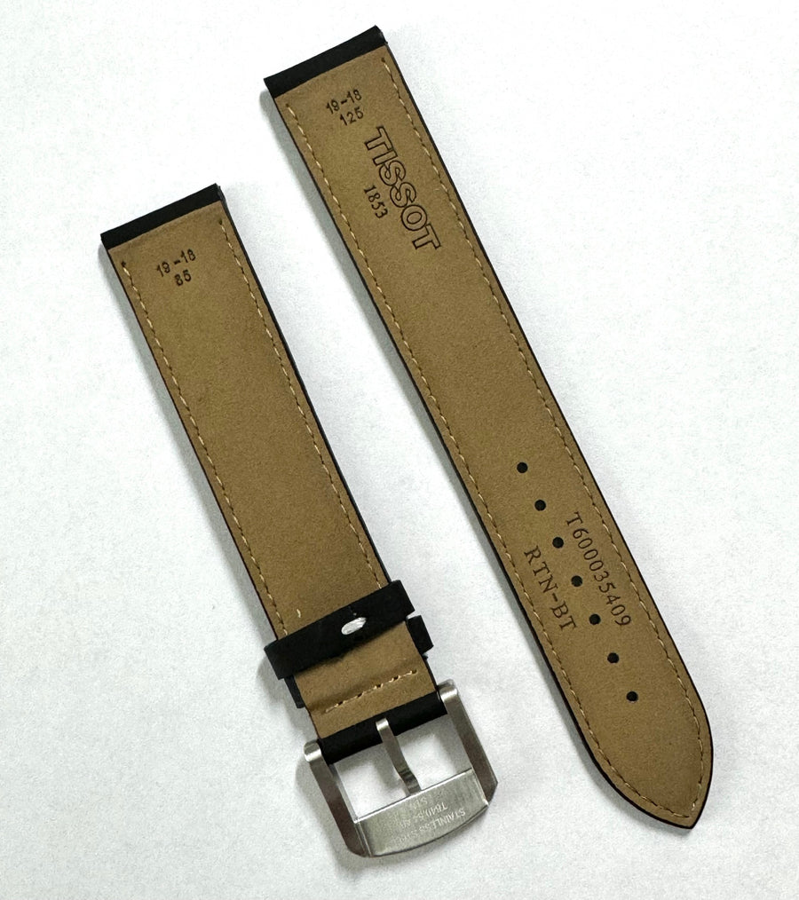 Tissot Quickster 19mm (Longer Size) Black Leather Band Strap - WATCHBAND EXPERT