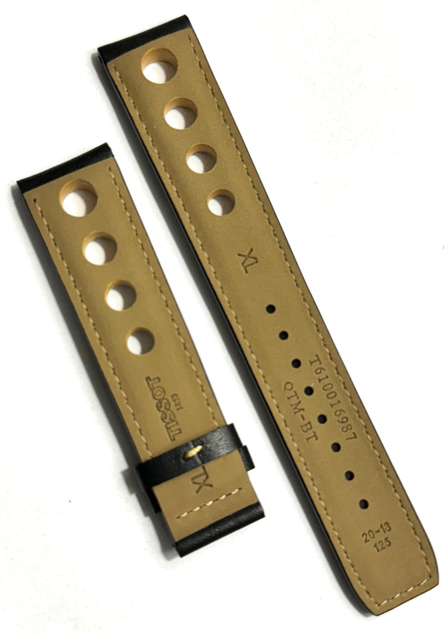 Tissot PRS516 20mm (Longer) Black / Yellow Leather Band Strap - WATCHBAND EXPERT