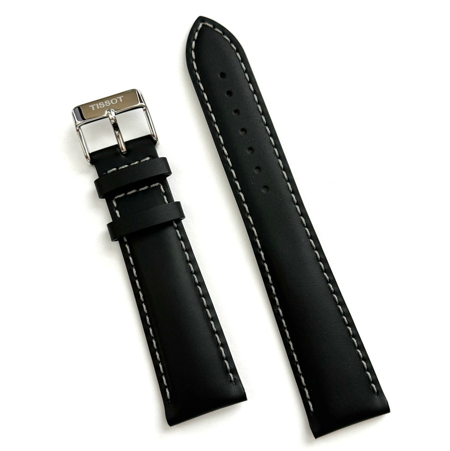Tissot V8 22mm (XL 80mm x 125mm) Black leather Band Strap - WATCHBAND EXPERT