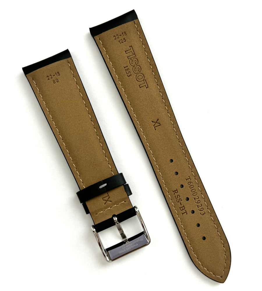 Tissot V8 22mm (XL 80mm x 125mm) Black leather Band Strap - WATCHBAND EXPERT