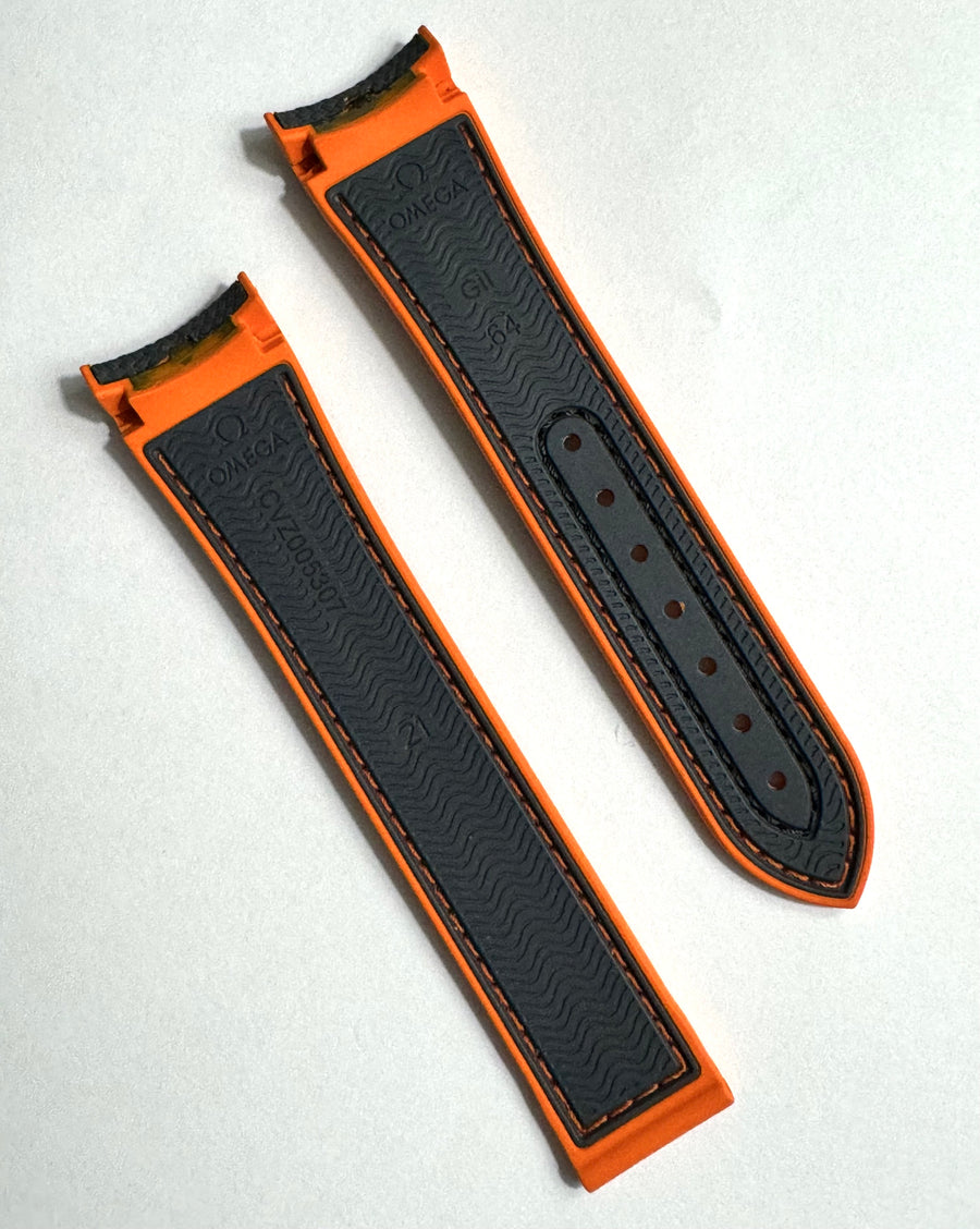 Copy of Omega Seamaster 21mm Gray / Orange Rubber Watch Band - WATCHBAND EXPERT