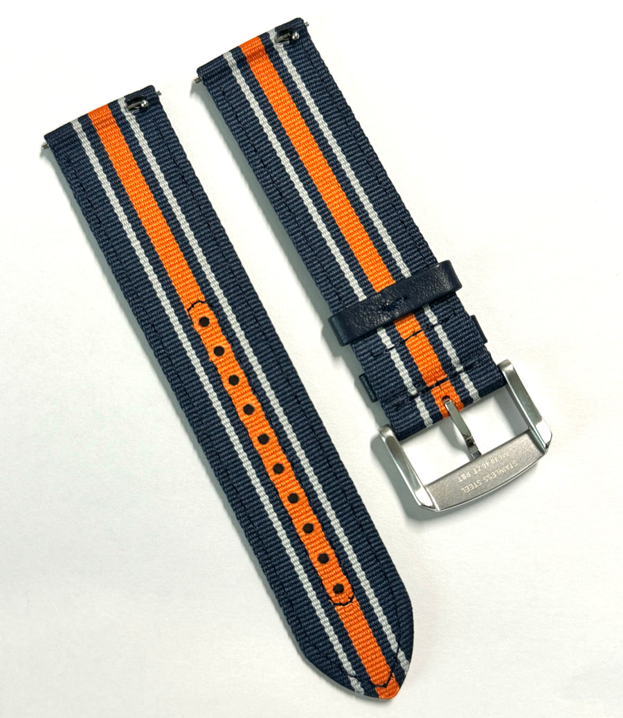 MIDO Ocean Star 22mm BLUE / ORANGE Nylon Watch Band Strap - WATCHBAND EXPERT