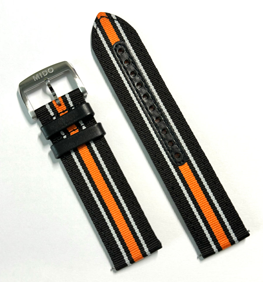 MIDO Ocean Star 22mm Black / Orange Nylon Watch Band Strap - WATCHBAND EXPERT