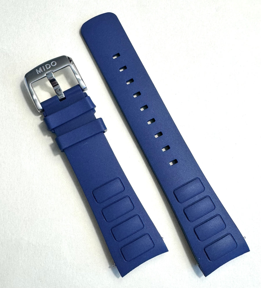 MIDO Multifort TV For CASE-BACK # M049526A Blue Rubber Band Strap - WATCHBAND EXPERT