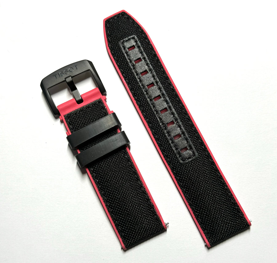 Tissot Super Sport 22mm Black / Pink Rubber Band Strap - WATCHBAND EXPERT