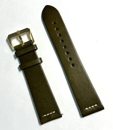 RADO Captain Cook 21mm Green Leather Watch Band with Gold Buckle - WATCHBAND EXPERT