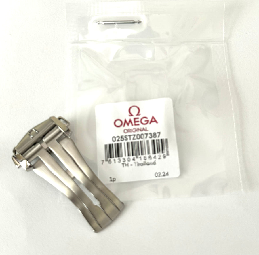 Omega 16mm Brushed Steel Deployment Clasp Buckle # STZ007387 - WATCHBAND EXPERT