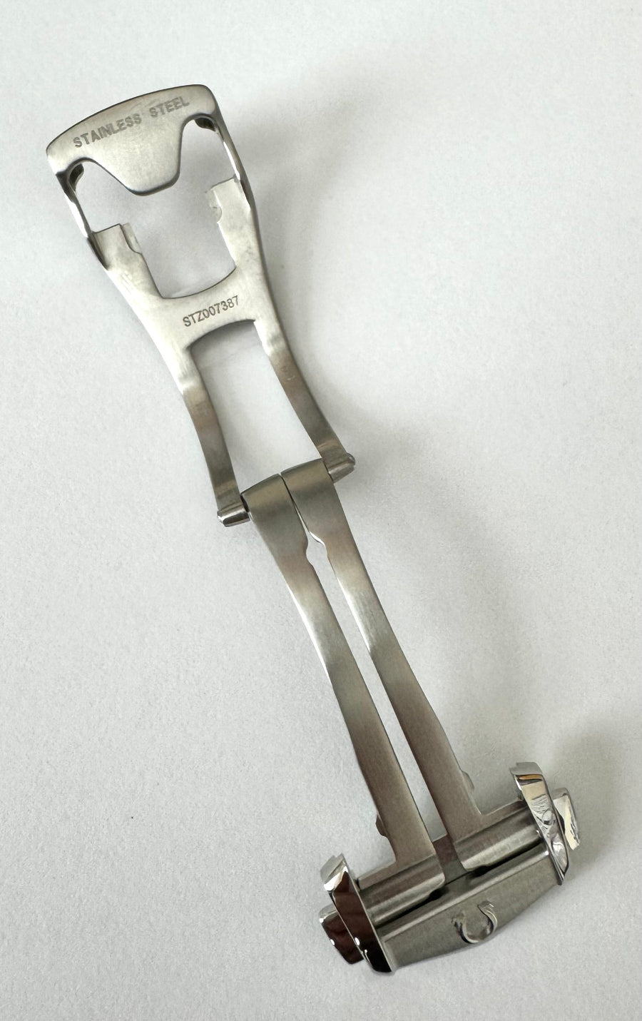 Omega 16mm Brushed Steel Deployment Clasp Buckle # STZ007387 - WATCHBAND EXPERT