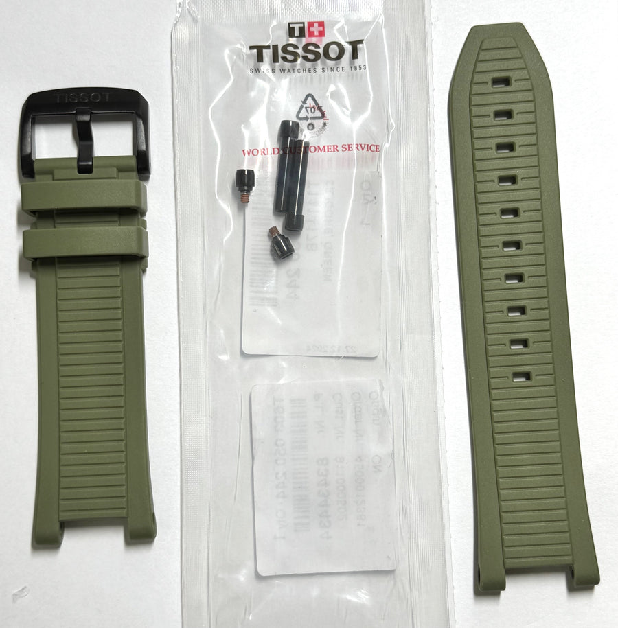 Tissot T-Race T141417B GREEN Rubber Band Strap with Black Buckle