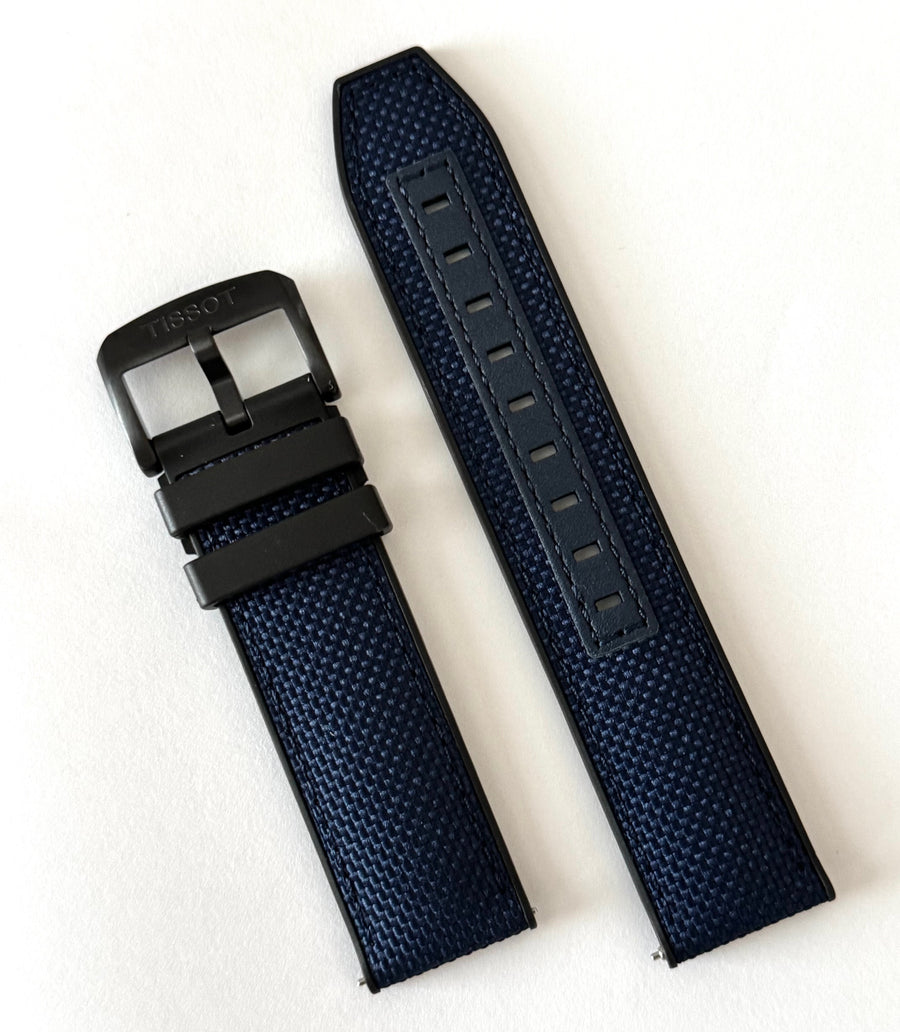 TISSOT 22MM BLUE RUBBER BAND WITH BLACK BUCKLE