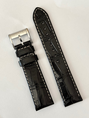 Hamilton Murph 20mm Black Leather Watch Band Strap