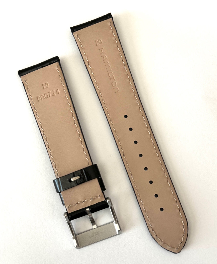 Hamilton Murph 20mm Black Leather Watch Band Strap
