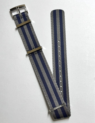 Omega 20mm BLUE / GREY / GRAY Nylon Watch Band Strap