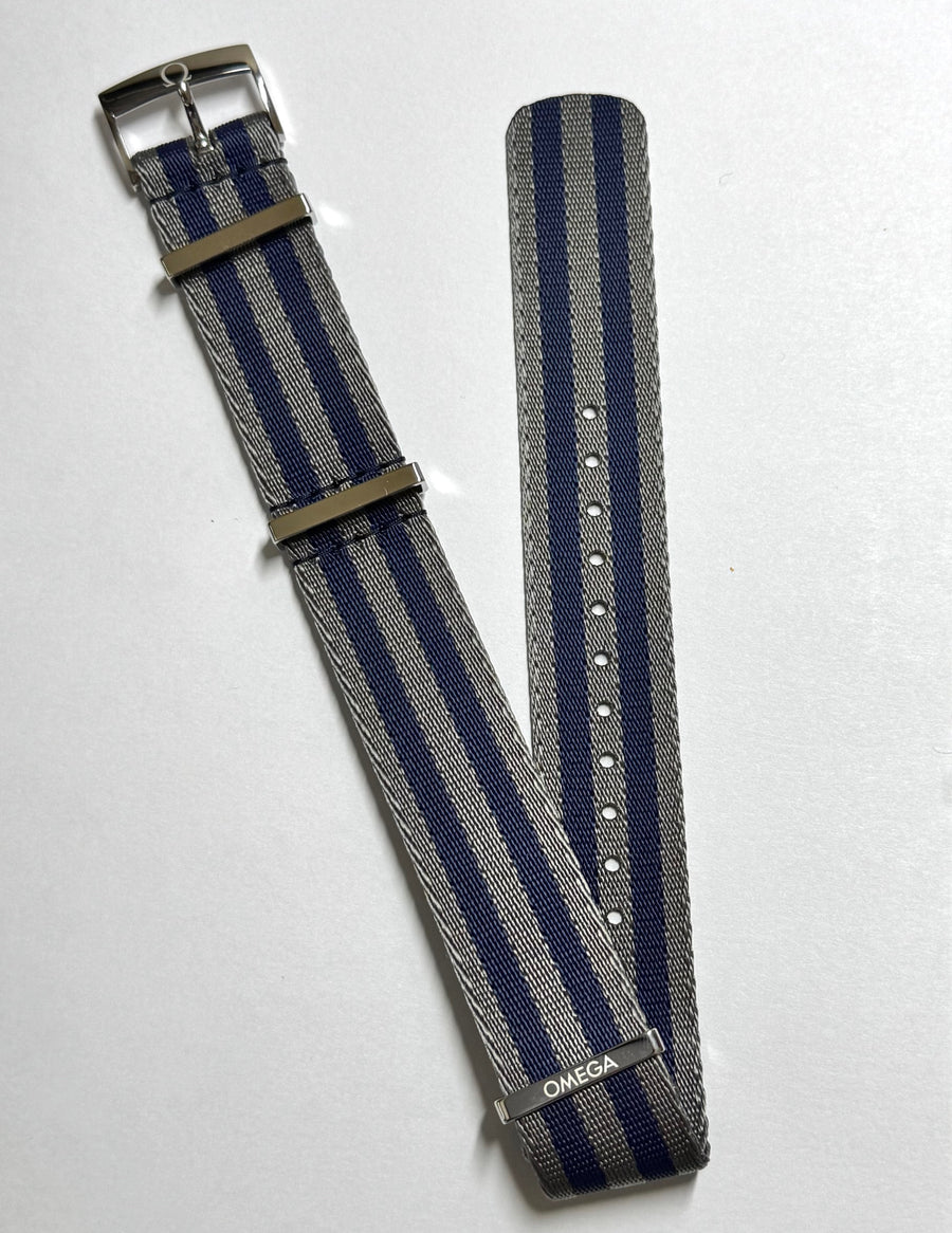 Omega 20mm BLUE / GREY / GRAY Nylon Watch Band Strap