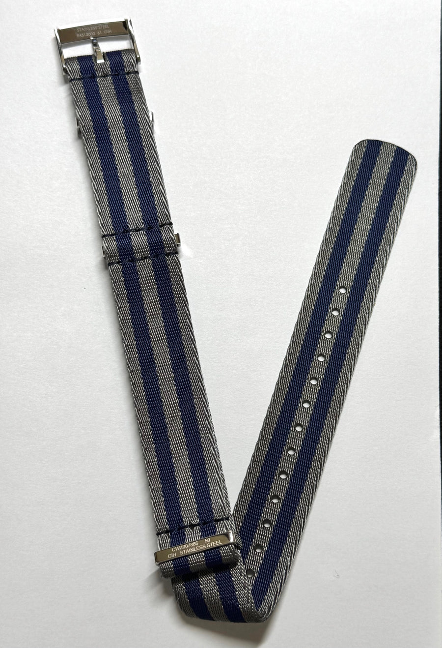 Omega 20mm BLUE / GREY / GRAY Nylon Watch Band Strap