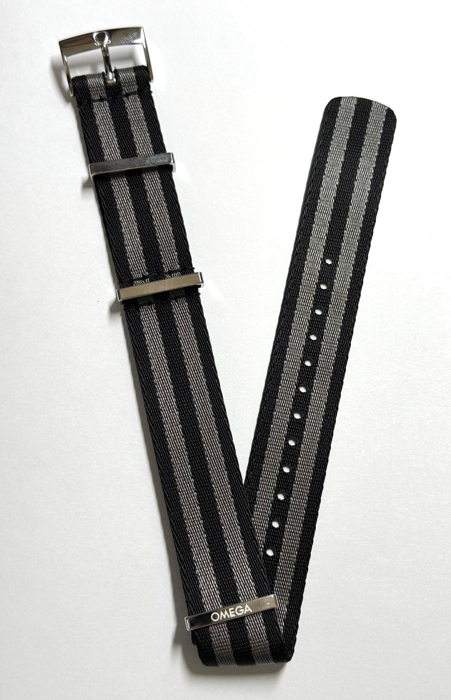 Omega 20mm BLACK / GREY / GRAY Nylon Watch Band Strap