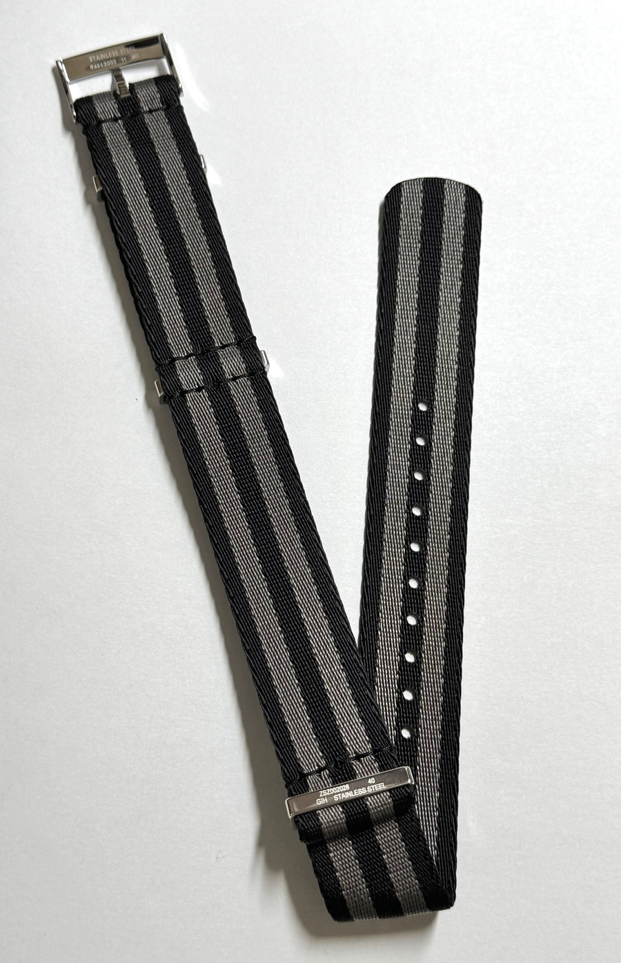 Omega 20mm BLACK / GREY / GRAY Nylon Watch Band Strap