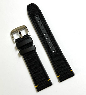 MIDO Multifort TV 22mm Black with Yellow Synthetic Band Strap