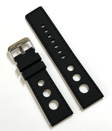 Bulova 24mm Black Rubber Watch Band Strap with Pins