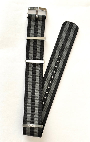 Omega 22mm Black / Gray / Grey Nylon Watch Band Strap