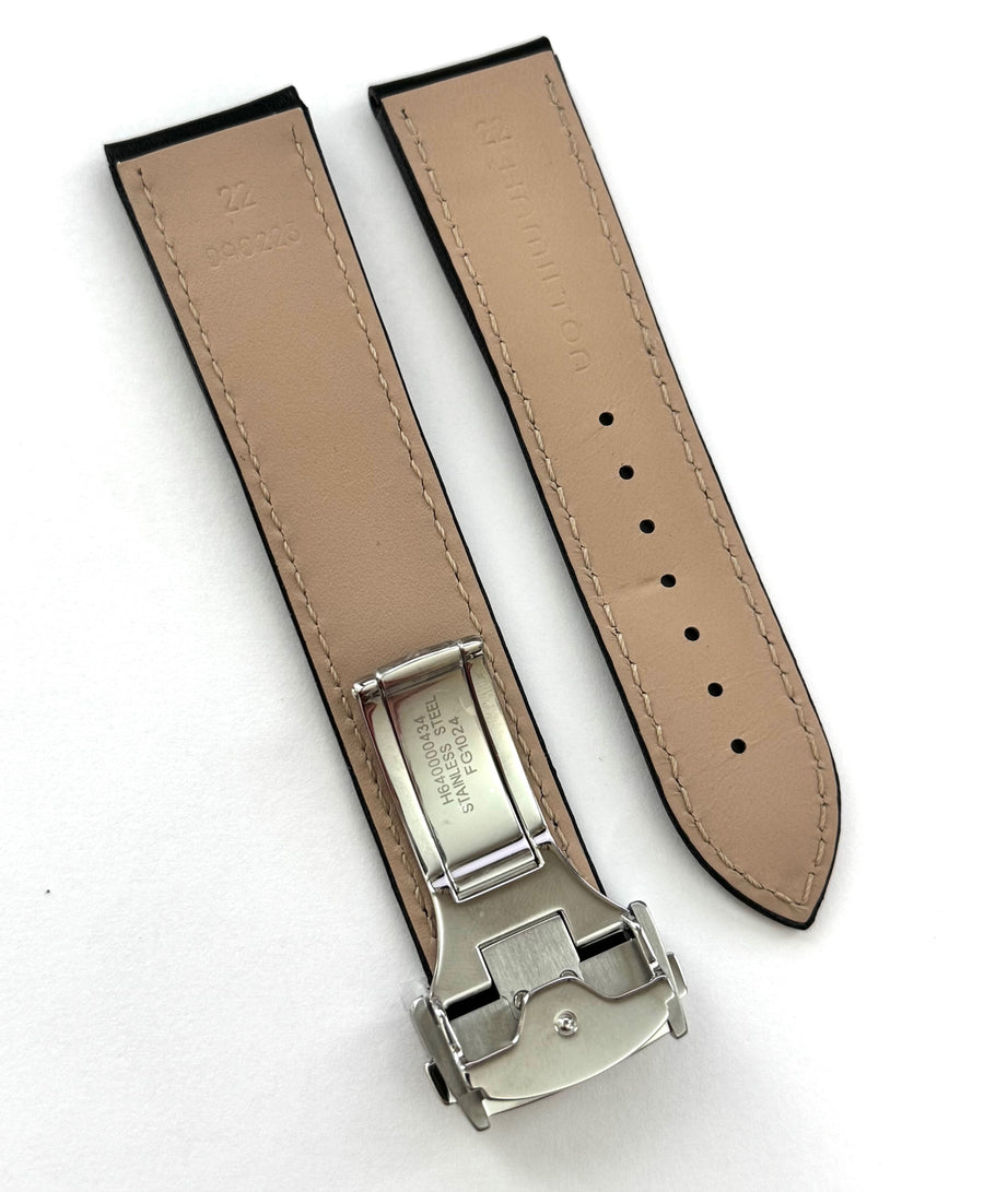 Hamilton Jazzmaster 22mm Black Leather Watch Band Strap