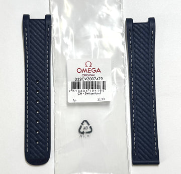 Omega 20mm For Seamaster Aqua Terra 41mm BLUE Rubber Band Strap