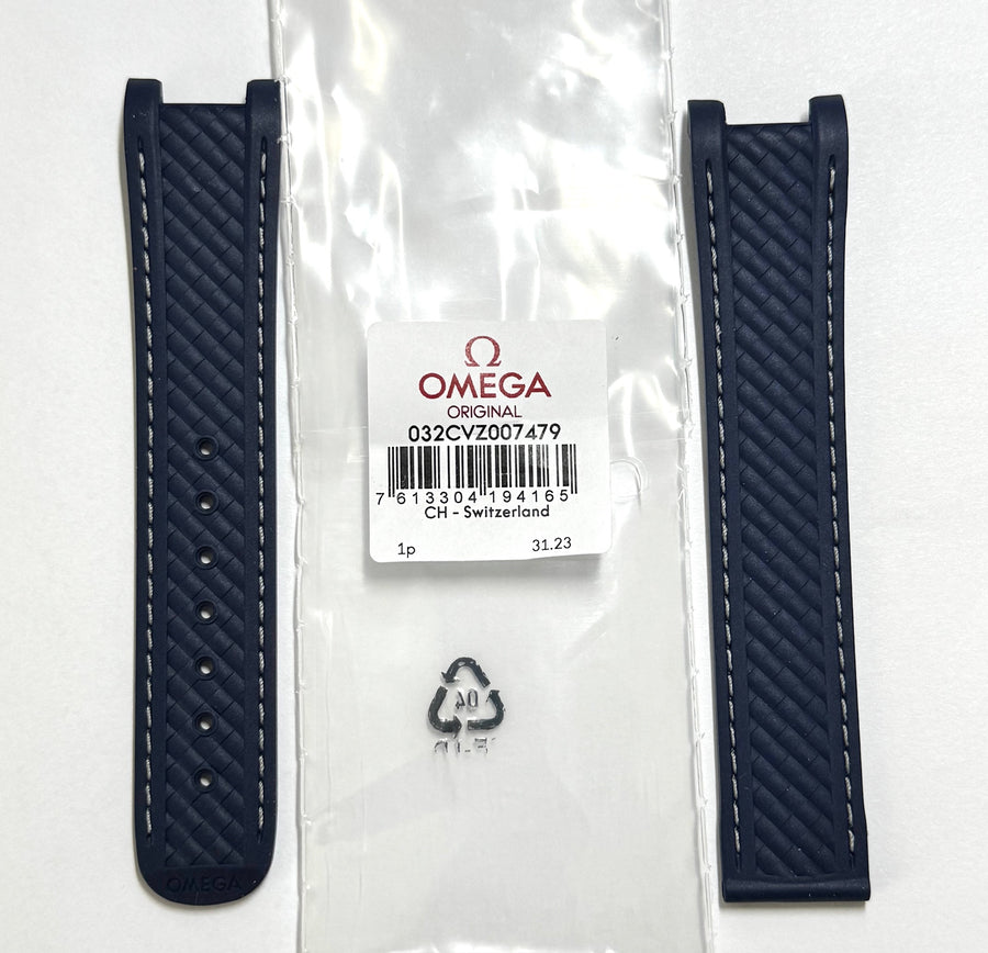 Omega 20mm For Seamaster Aqua Terra 41mm BLUE Rubber Band Strap