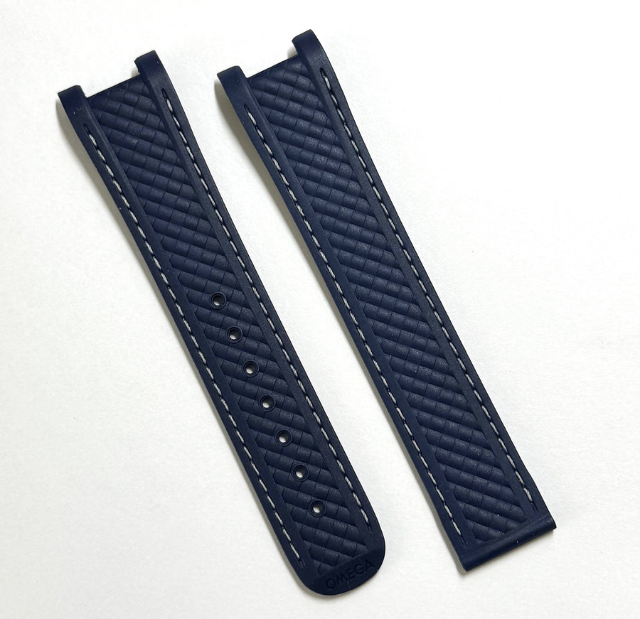 Omega 20mm For Seamaster Aqua Terra 41mm BLUE Rubber Band Strap