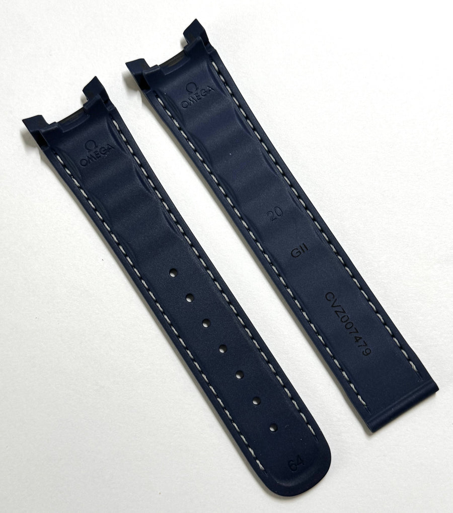 Omega 20mm For Seamaster Aqua Terra 41mm BLUE Rubber Band Strap