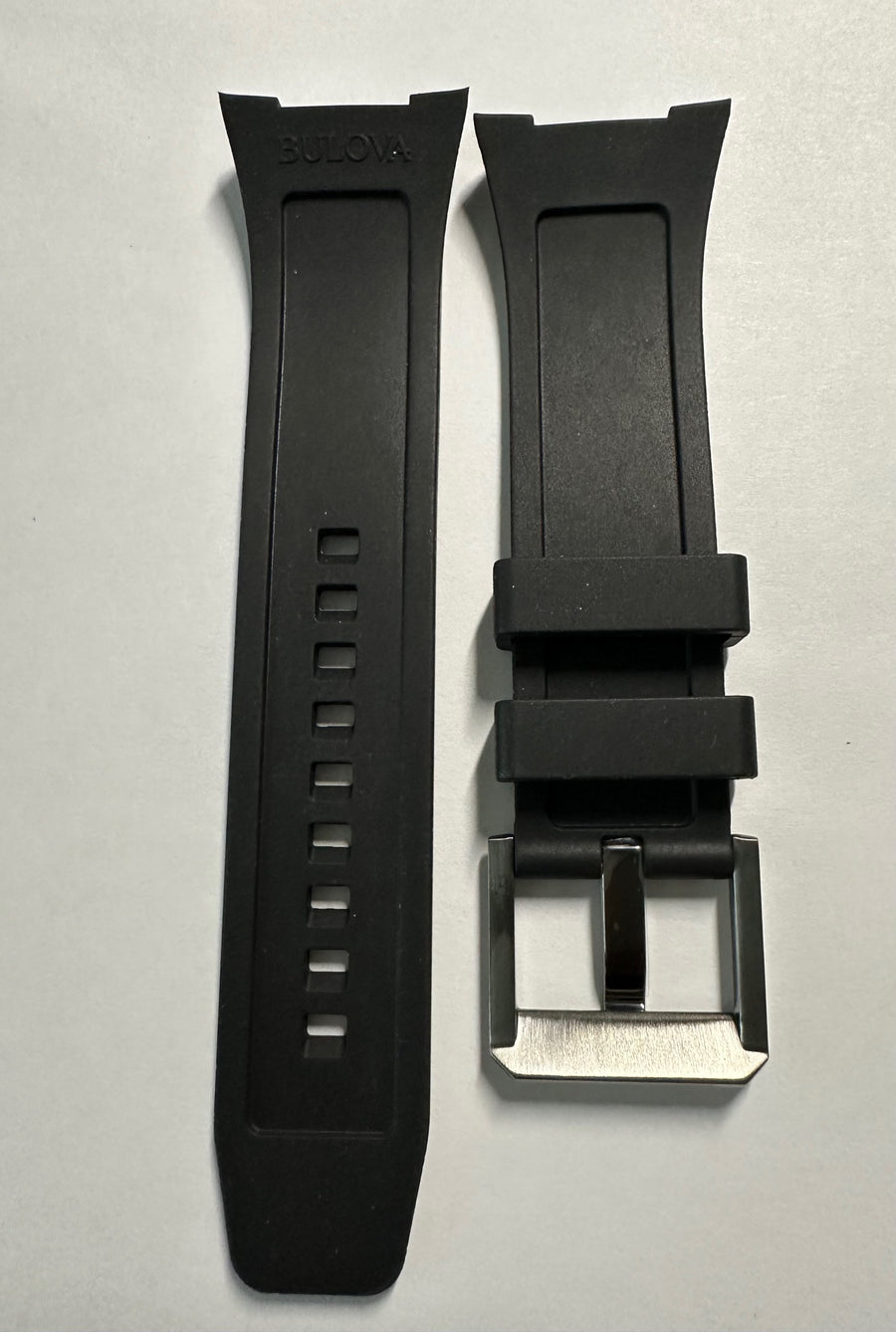 Buckle Bulova Rubber Watch Bands Bulova 98B127 Black Rubber Band S