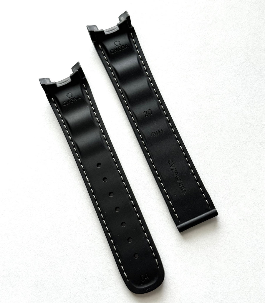 Omega 20mm For Seamaster Aqua Terra 41mm BLACK Rubber Band Strap