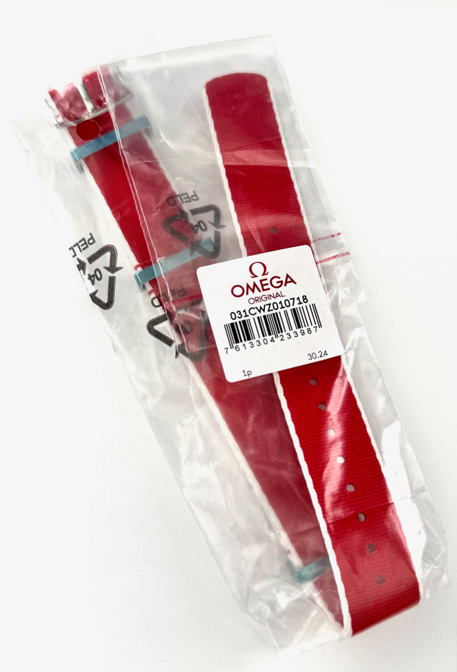 Omega 20mm RED / WHITE Nylon Watch Band Strap