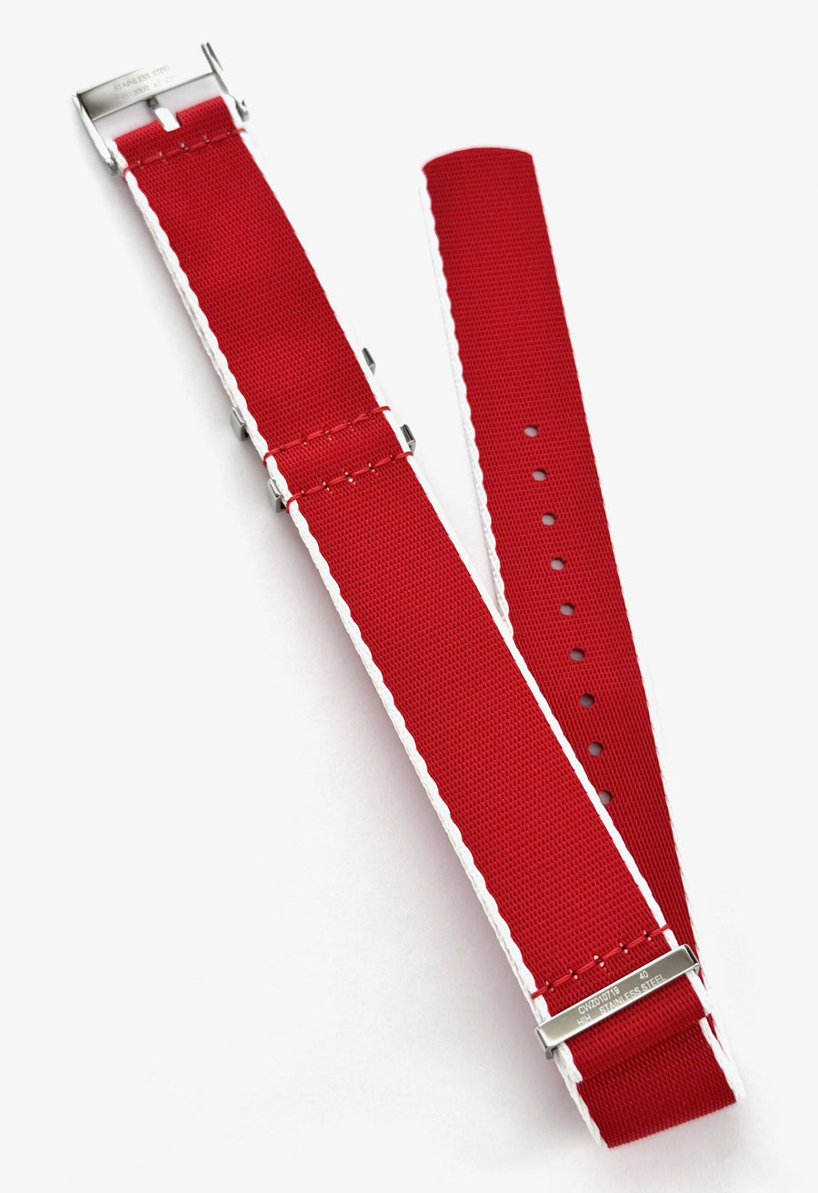 Omega 20mm RED / WHITE Nylon Watch Band Strap