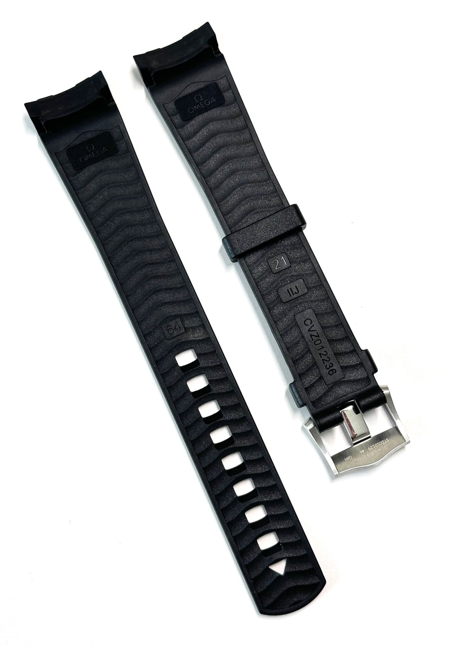 Omega Seamaster 21mm (Longer) Black Rubber Band Strap with Buckle