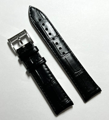 Hamilton 20mm Black Leather Watch Band Stap - WATCHBAND EXPERT