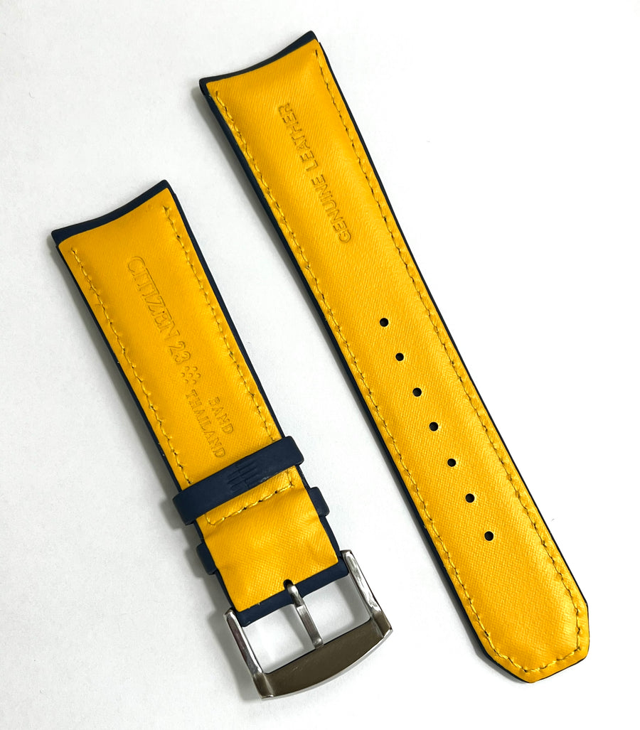Citizen 23mm blue leather watch band strap - WATCHBAND EXPERT