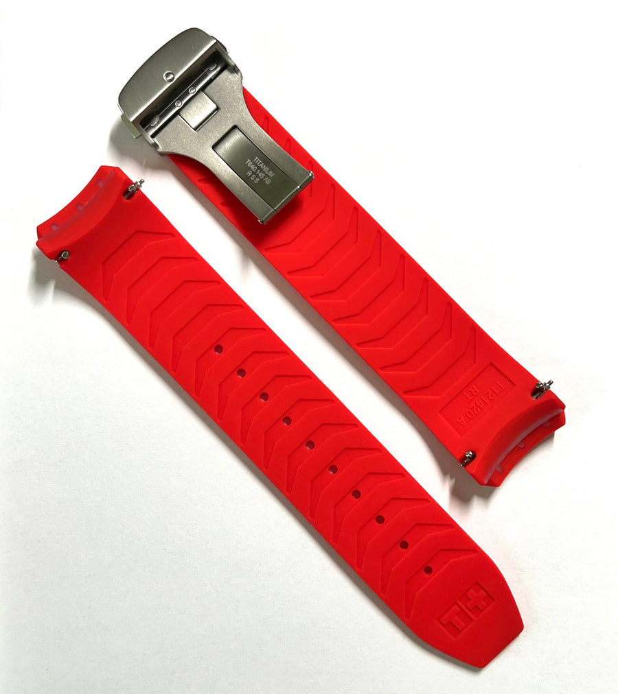 Tissot T-Touch Connect T121420A red rubber watch band - WATCHBAND EXPERT