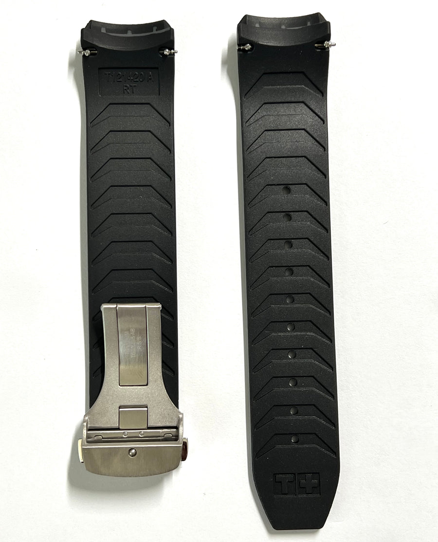 Tissot T-Touch Connect T121420A black rubber band strap - WATCHBAND EXPERT