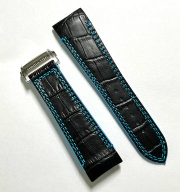 Hamilton Face 2 Face II H32856705 Black Leather Watch Band Strap - WATCHBAND EXPERT