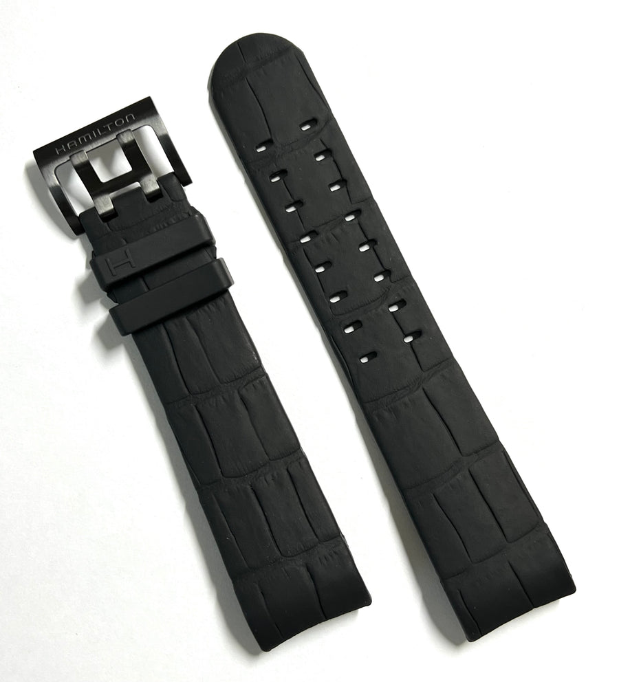 Hamilton For Case-Back # H706850 Black Rubber Band Strap - WATCHBAND EXPERT