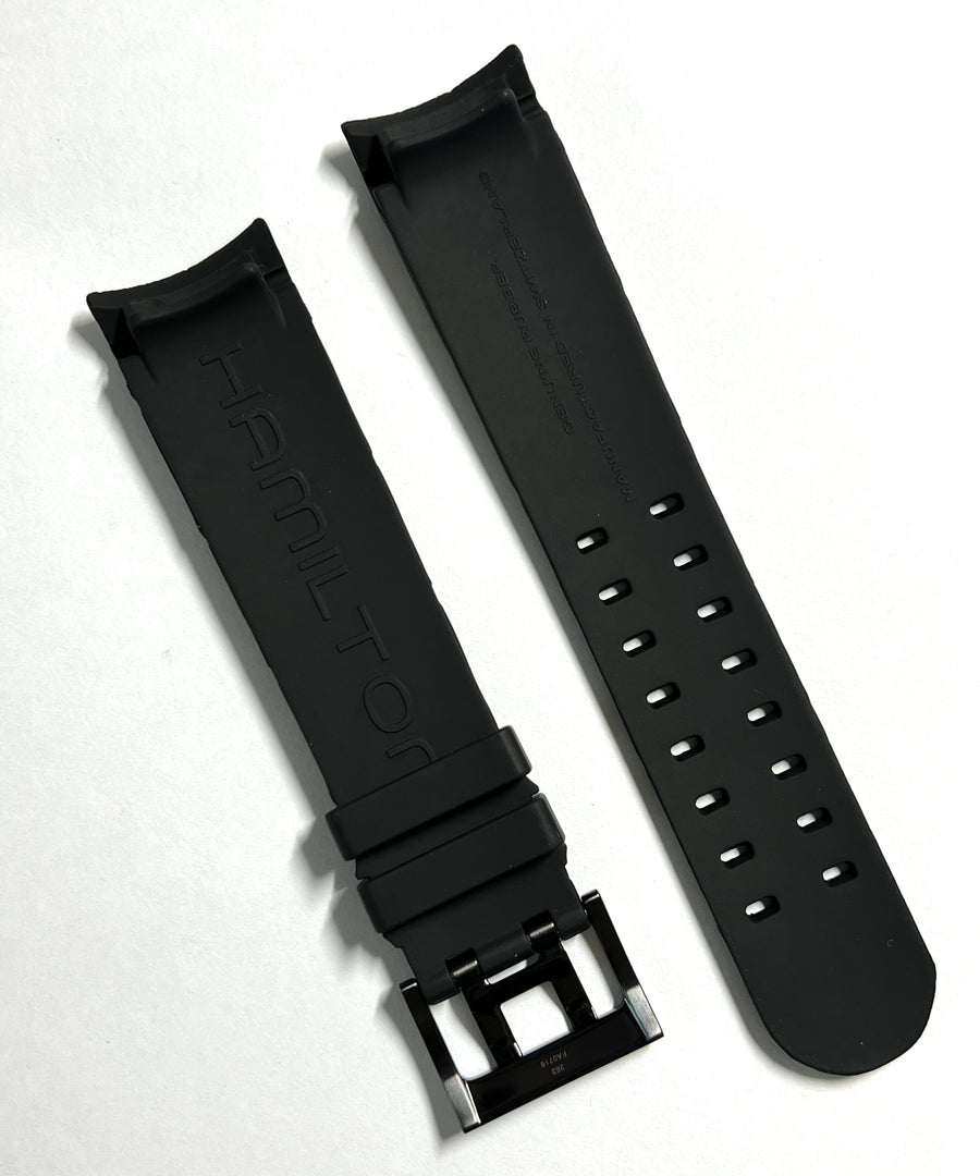 Hamilton For Case-Back # H706850 Black Rubber Band Strap - WATCHBAND EXPERT