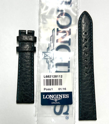 Longines 18mm Dark Blue Leather Strap Watch Band - WATCHBAND EXPERT