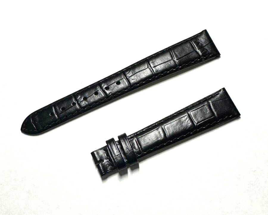 Longines 15mm Black Leather Band Strap - WATCHBAND EXPERT
