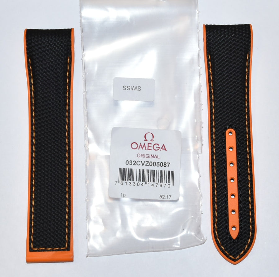 Omega Seamaster 22mm Black / Orange Rubber Watch Band - WATCHBAND EXPERT