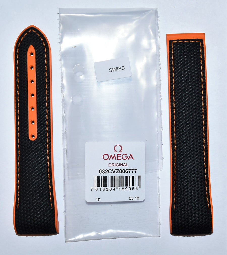 Omega Seamaster 22mm Black / Orange Rubber Watch Band - WATCHBAND EXPERT